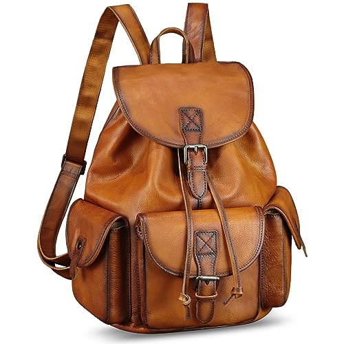 IVTG Leather Backpack for Men & Women Brown
