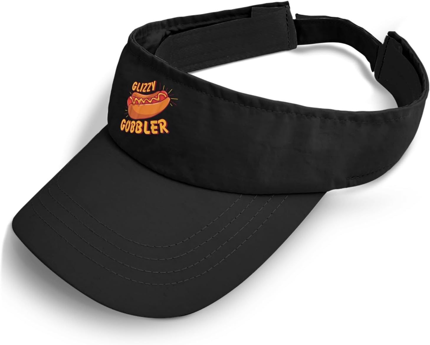 Generic Funny hot Dog glizzy Gobble Caps Visors for Men Sun Visors Packable Sun Visor Hats, One Size-Medium, Allblack - Image 2