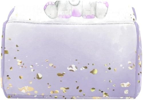 Miniatura 5 de Mochila de pañales personalizada con nombre Purple Baby Elephant Gold Confetti Regalo Lo mejor Bolsa de pañales impermeable espaciosa para hombres y