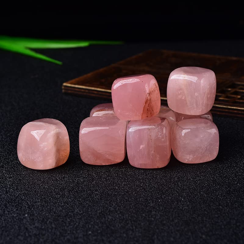 10 Pezzi Lucido Cubo Naturale Pietra Burattata Ghiaia Pietre di Cristallo Quadrate Acquario Decorazione Gemma da Giardino Raccolta domiciliare (Color : Rose Quartz)