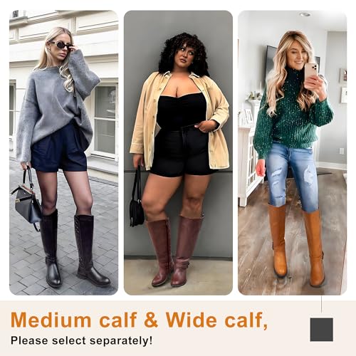 Vepose Women's 949 Knee High Tall Riding Boots with Low Heel, Black, Size 9.5 US -Buckle Boot(CJY949 Black 09.5)