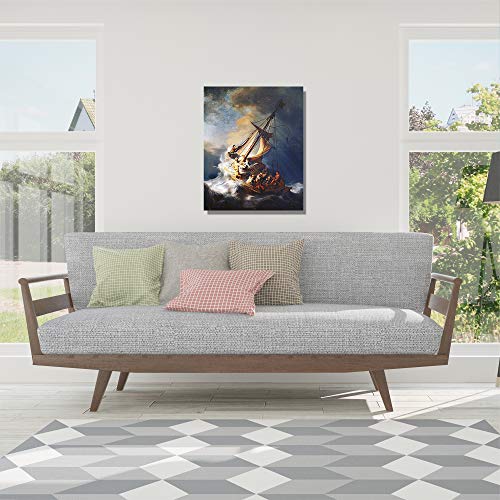 A&T Artwork The Storm On The Sea Of Galilee By Rembrandt Van Rijn The World Classic Art Reproductions, Giclee Canvas Prints Wall Art For Home Decor, 30X24 Inches #TOP3