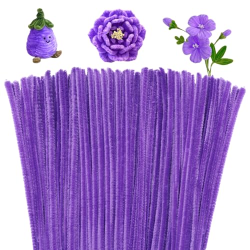 Giwrmu 100 Pieces Pipe Cleaners Chenille Stem, Light Purple Pipe