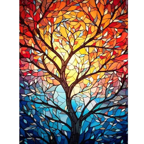 Qianbaiuk Kits de arte de diamantes para adultos, kit de pintura de diamantes de árbol de la vida, pintura de diamantes para decoración de pared del hogar (12 x 16 pulgadas)