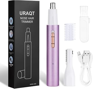 URAQT Ear and Nose Trimmer for Men and Women, Professional Painless Nose | Men, 2 in 1 Nose Hair Remover Eyebrow Shaver, Eyebrow and Facial Hair Trimmer Nose Trimmer (Purple) Ear Hair Trimmer