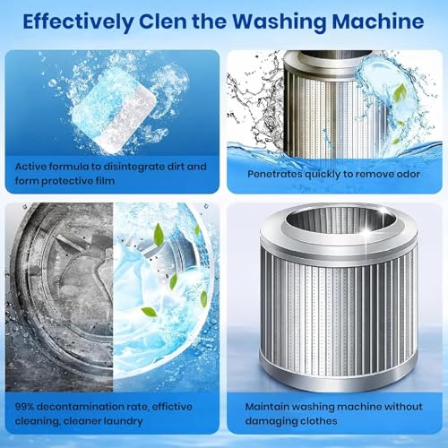 Image of Washing Machine Cleaner Tablets - Deep Cleaning Descaler for Front Load & Top Load Washers | Removes Odor, Residue & Buildup | Drum, Tub & Laundry Seal Cleaner | Easy-Use (Pack Of 25)