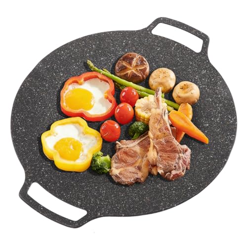 BORDSTRACT Poêle à Griller Coréenne, Barbecue coréen gril antiadhésif, Poêle à barbecue pour cuisinière gaz, induction, grillades intérieures ou extérieures (Universel 33cm)