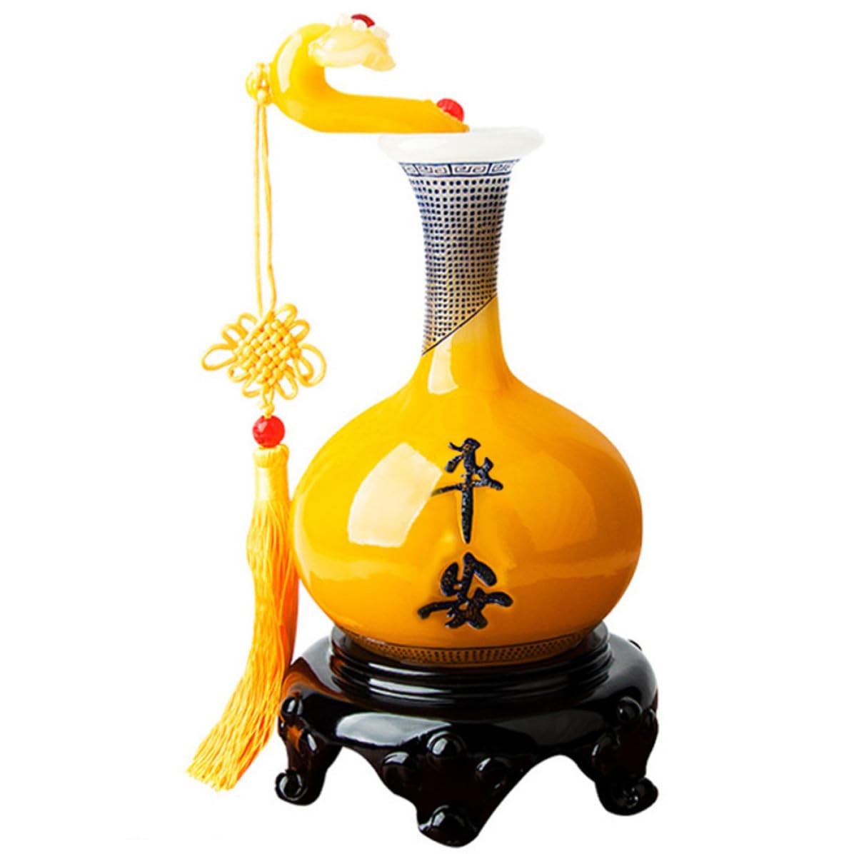 Vase en résine de style chinois jaune pour décoration de table