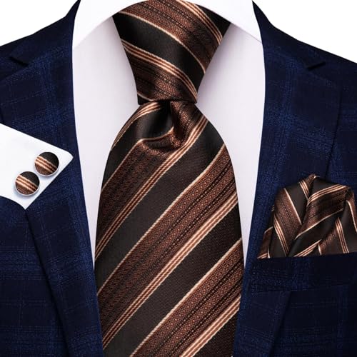 Image of Hi-Tie Men 63inches Tie Set Extra Long Necktie Paisley Tie Pocket Suqare Cufflinks Big and Tall Men Tie