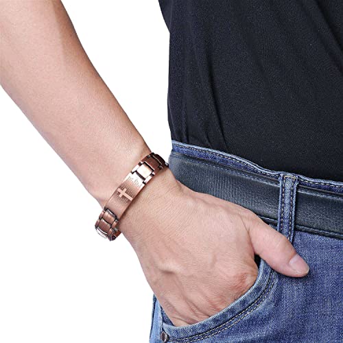 Magenergy Men Copper Magnetic Bracelet Cross Bracelet #TOP4