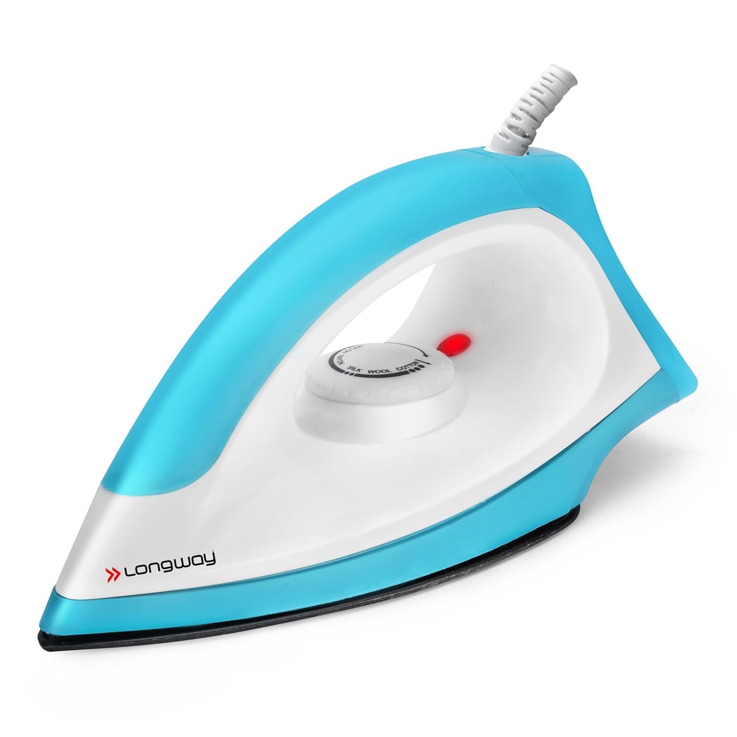 Longway Kwid Light Weight Non-Stick Teflon Coated Dry Iron, Electric Iron for Clothes | 2 Year Warranty| (1100 Watt, Blue)