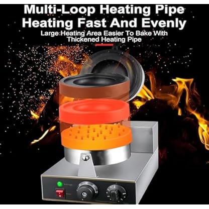 KUOYTT 1300 W kommerzieller elektrischer Burger-Waffelmaker, Burgermaker, antihaftbeschichteter Burger-Waffelmaker für Hamburger, Dorayaki, Panini, Temperaturbereich 50–300 °C, für den Ha – Bild 7