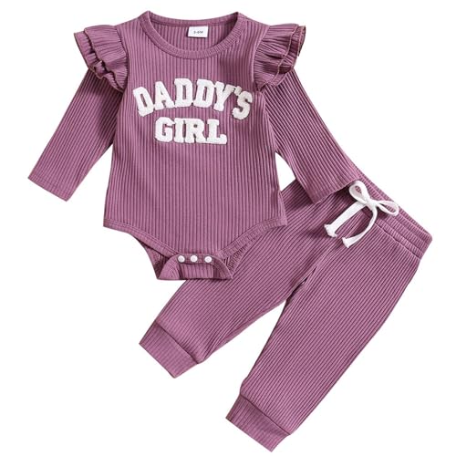 JiAmy Baby Mädchen Kleidung Rüschen Langarm Spitze Strampler Daddys Girl...