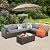 Rattaner 7 Pieces Outdoor Wicker Furniture Conversation Set Patio Furniture Sectional Sofa Couch Storage Table with Thicken(5") Non-Slip Cushions Waterproof Cover, Light Grey