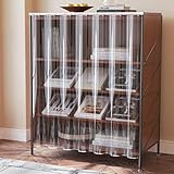 GZGLZDQ Tenda per Scaffale Trasparente in Materiale EVA, Tenda per Cabina Armadio Autoadesiva con Guide Scorrevoli, Non Richiede Forature per Armadi, Librerie, Scarpiere(80 x 50 cm (W X H))