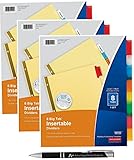 Avery Big Tab Insertable Dividers Buff Paper, 8 Multicolor Tabs, Pack of 3 Sets (11111) with Bonus...