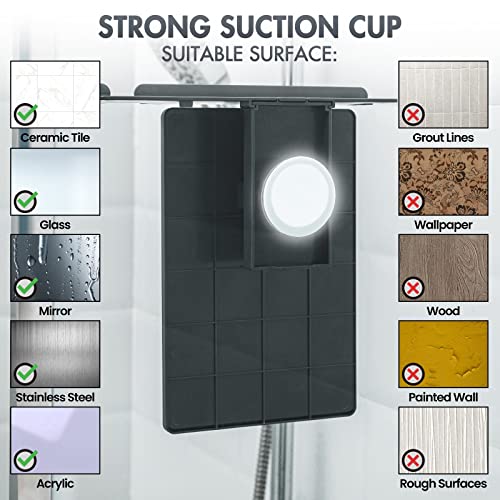 TAILI Shower Mirror Fogless for Shaving with Razor Holder, NO-Drilling & Removable Large Mirror Fogless Suction Wall Mounted, Shatterproof & Waterproof - for Men and Women(Grey) TAILI Shower Mirror Fogless for Shaving with Razor Holder, NO-Drilling & Removable Large Mirror Fogless Suction Wall Mounted, Shatterproof & Waterproof - for Men and Women(Grey)