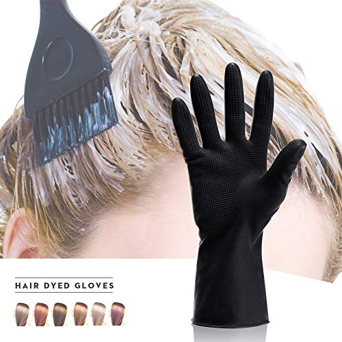 Hair Dye Gloves, Black Reusable Rubber Gloves, Professional Hair Coloring Accessories for Hair Salon Hair Dyeing,2Pcs - Image 7