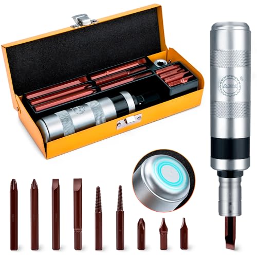 AKM Hand-Hand-Schlagschrauber-Set, reversibel, 12 Stück, Schlagschrauber, S2-Stahl, viel haltbarer, zum Entfernen von verrosteten Verschlüssen oder gefrorenen Bolzen