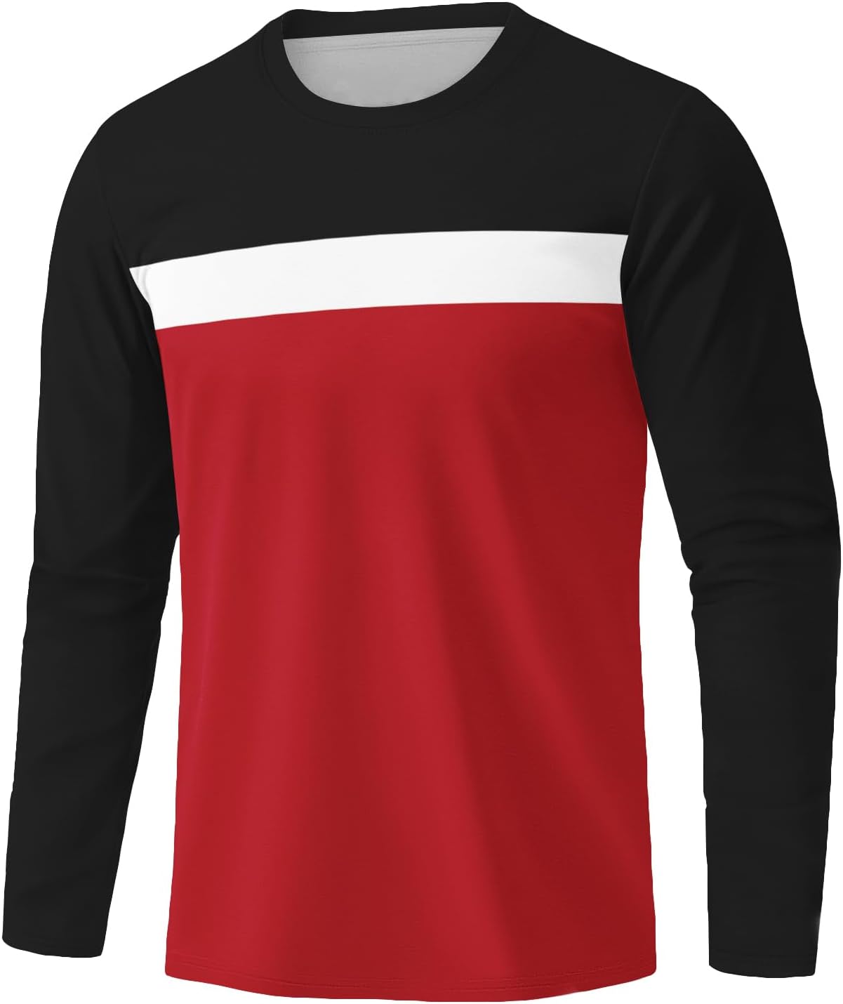 Men's Long Sleeve Tee Shirts Color Block Striped Pullover Casual Round Neck Fitness Sports Basic Tops - Image 5
