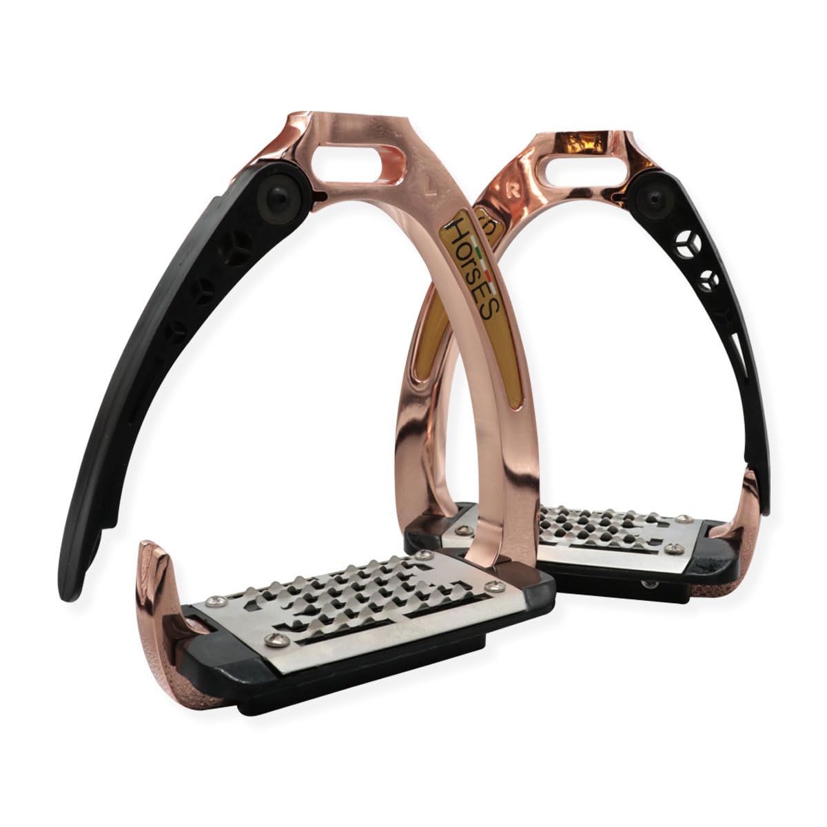 Horses Soportes de seguridad de seguridad, diseñados para la máxima seguridad y comodidad del jinete, modernos y elegantes (Rosegold/Negro)