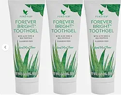 kit 03 Unidades Forever Bright Toothgel Gel dental sem flúor Creme Dental Menta e Hortelã
