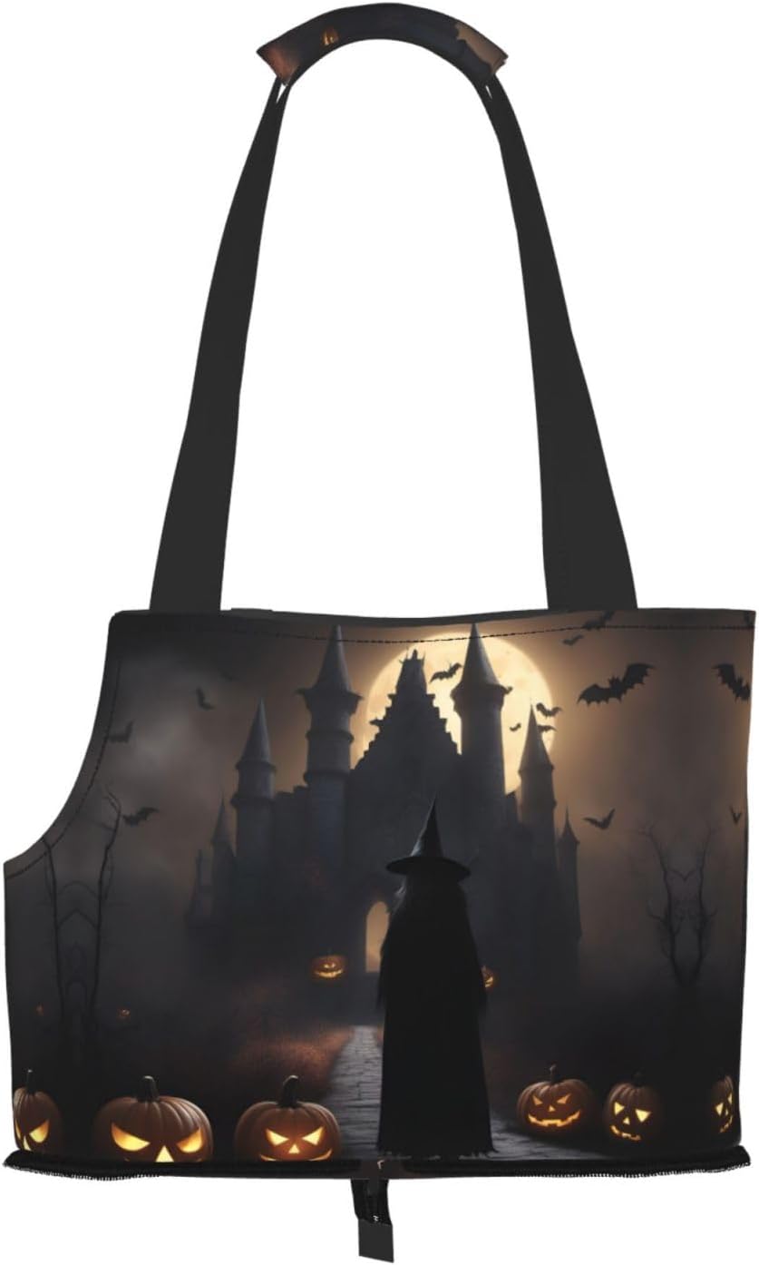Halloween Goth 1 Print Portable Foldable Shoulder Bag for Travel,with Collar Hook and Handle Pad,Cute Stylish Design