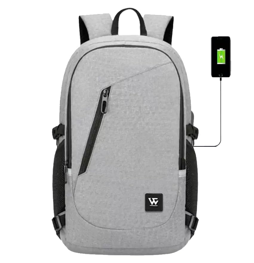 WHITECRAFT 30L Laptop Backpack with USB Port |Inside 16 inch Laptop Sleeve with USB Charging| Water Resistant & Lightweight Backpack, College/Tuition/Travelling/School Bag for Girls & Women - Grey (B0CZHGYR27) Amazon Price History, Amazon Price Tracker