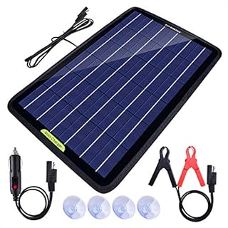 ECO-WORTHY 12 Volt 10 Watt Solar Car Battery Charger & Maintainer, Solar Panel Trickle Charger, Portable Power Backup Kit with Alligator Clip Adapter for Car, Boat, Automotive, Motorcycle, RV