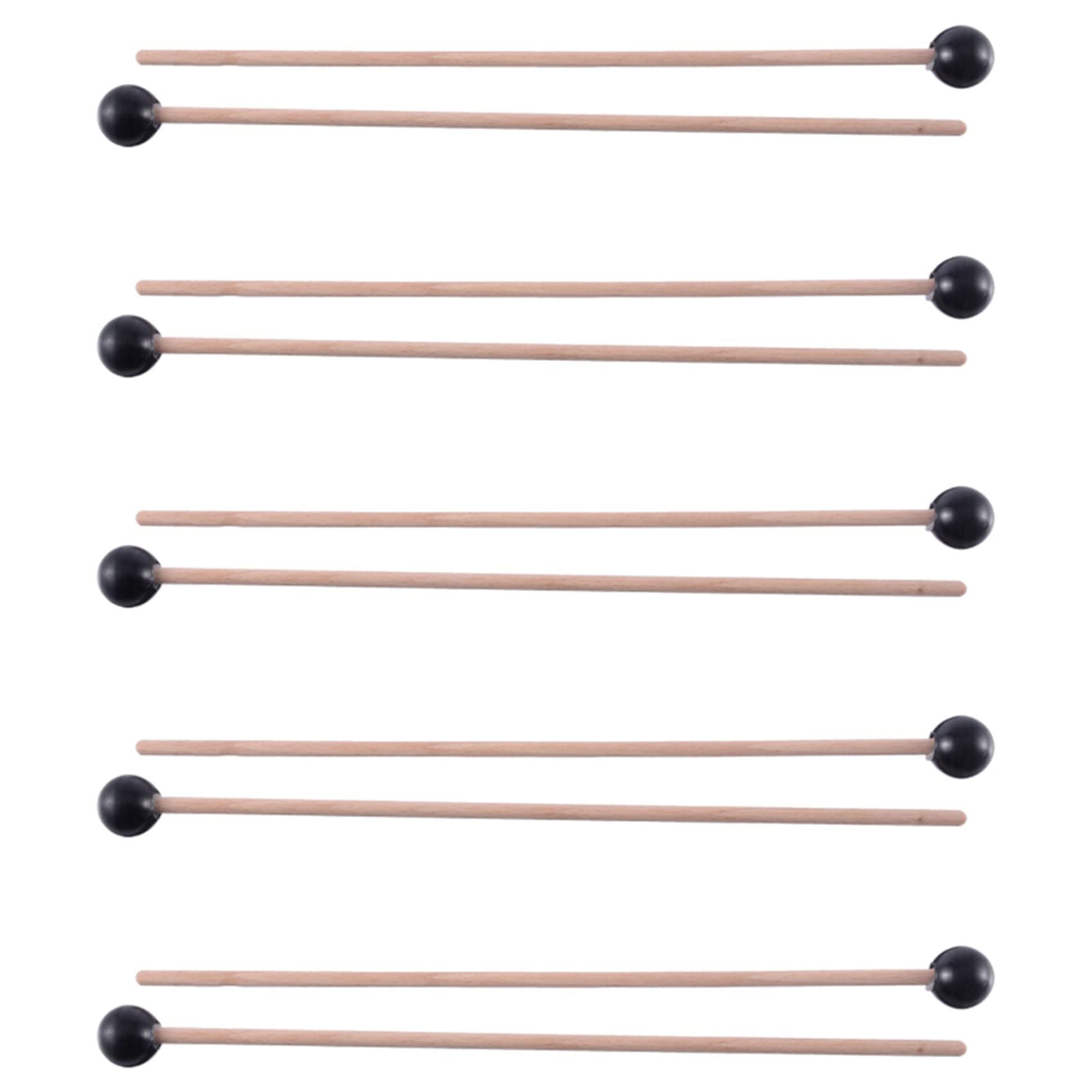 10 Pezzi Testa In Gomma Morbida Bastoni Manico In Legno Campana Mails per Glockenspiel Xilofono Campana Nero