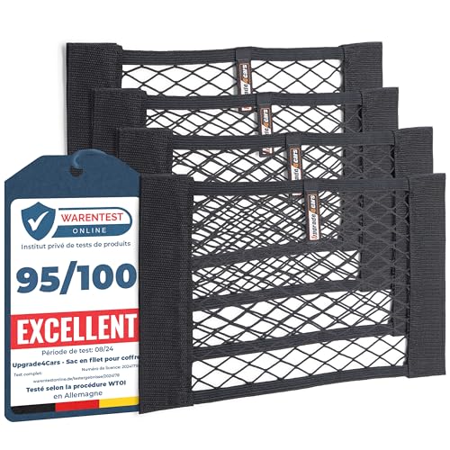 Upgrade4cars Filet Coffre de Voiture | 4 Filets élastique de Rangement Universel 40 x 25 cm | Accessoires Intérieur Gadget