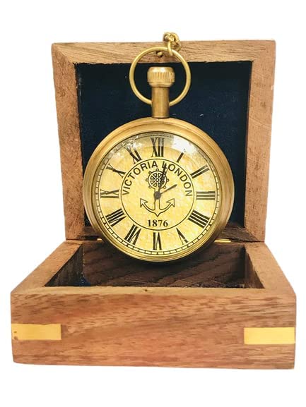 mhe Meenakshi Handicrafts Emporium-Brass Vintage Victoria London (1876) Roman Pocket Watch for Men and Women-picture-27
