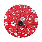 山本竹細工屋 (YAMAMOTOTAKIZAYIKUYA)和傘 紙舞傘 子供用撮影用 1尺4寸 継柄 踊り傘 (赤 梅)
