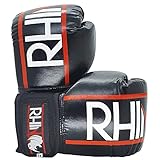 Luva de Boxe Muay Thai Kickboxing Rhino by Spank - para Iniciantes (16oz, PRETO)