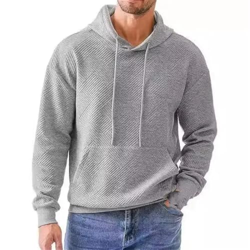 Men's Solid Long Sleeve Hooded Sweatshirt Loose Fit Casual Pullover Streetwear Hoodie3