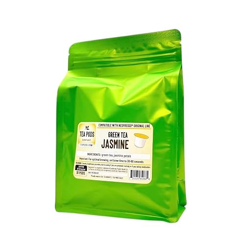 18 cápsulas de té verde Jasmine compatibles con Nespresso OriginalLine cápsulas de té para cafeteras
