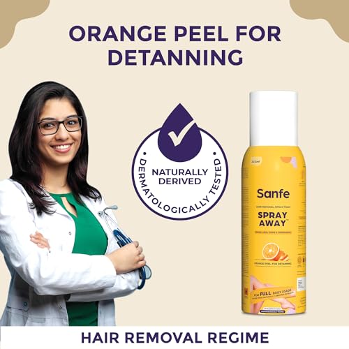 Sanfe Painless & Detan Hair Removal Spray Cream - 112 ml | For Chest, Legs, Arms & UnderArm | Removes Hair in 10 Minutes with Skin Detan | Orange... - Image 6
