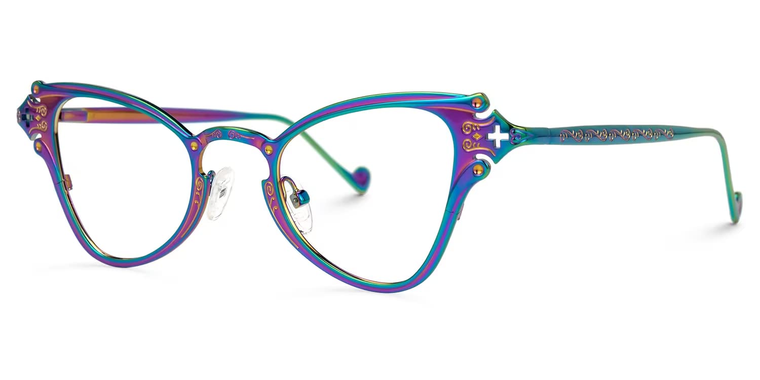 VOOGLAM Stylish Cat Eye Blue Light Blocking Glasses for Women Anti Eyestrain UV Eyewear Chuchin