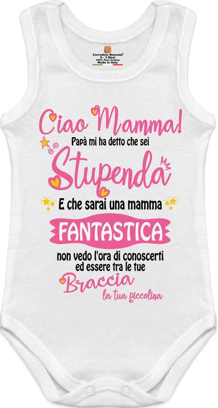 Corredino Neonato Set neonato 0 mesi maschio e femmina – body tutine bavette e cappellino con frasi dolci “Amore di mamma” – Idea regalo nascita compleanno e festa della mamma