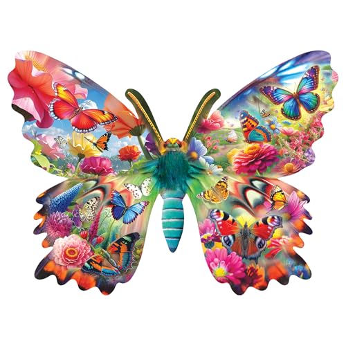 RoseArt - Big Shaped Butterfly Jigsaw Puzzle – 500 Pieces Colorful Nature Design, 27' x 20' Finished Size, Made in USA, Gift for Adults and Puzzle...