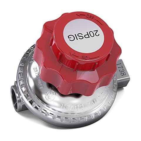Adjustable 0 to 20psi Propane Regulator Valve QCC LP LPG Gas Stove 1/4 Inlet/1/4 Outlet Red Cover