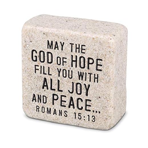 Lighthouse Christian Products God of Peace Scripture Block 2.25 x 2.25 Cast Stone Plaque
