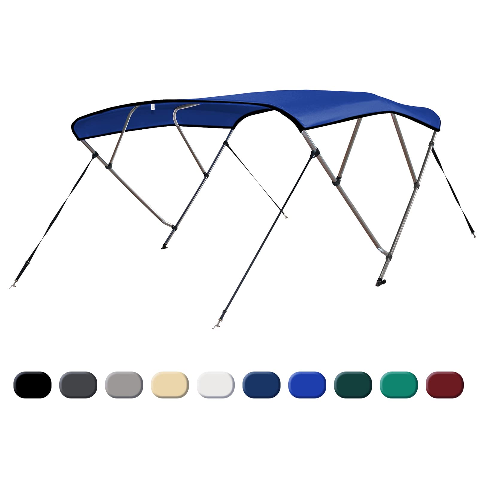 Leader Accessories 10 Colors 3 Bow 4 Bow Bimini Top Cover for Boat Includes 4 Straps 2 Rear Support Poles Mounting Hardwares Storage Boot with 1" Aluminum Frame