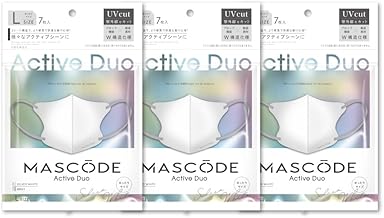 [MASCODE] 【 マスコード 公式店】冷感 マスク 不織布 冷感マスク 立体 UVカット 小さめ 大きいサイズ 立体マスク 小顔マスク 不織布マスク 3Dマスク Active Duo アクティブデュオ シリーズ