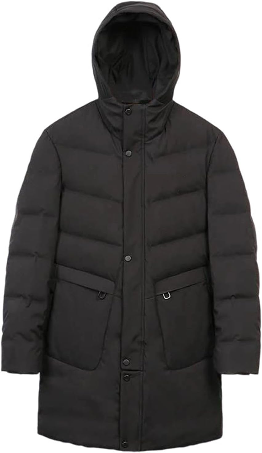 Men's Winter Parka Thick Warm Down Jacket Hooded Slim Fit Puffer Coat Outdoor Windproof Cold Weather Thermal Outerwear