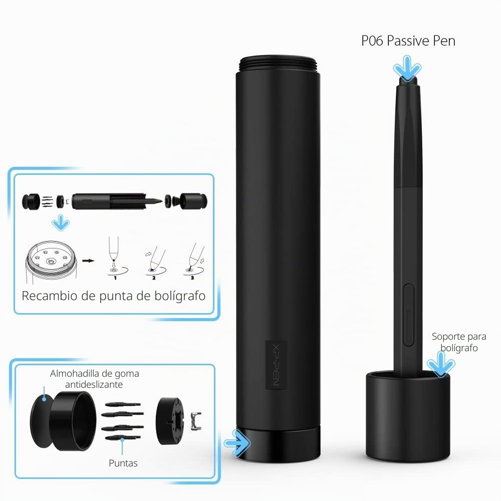 XP-PEN Deco 02 - Tableta Gráfica Dibujo Digital con Lápiz 8192 Niveles | Tableta Profesional con Goma de borrar y Botones Express, Tableta Digitalizadora Compatible con Windows, Mac OS