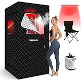 Home Sauna Portable with 660nm Red Light Therapy, Sauna Box for Detox & Muscle Recovery, Infrared Saunas for Home 1000W Rapid Heating, Remote Control & Foldable Chair 71”x 36”x 49”, 9 Timer Setting