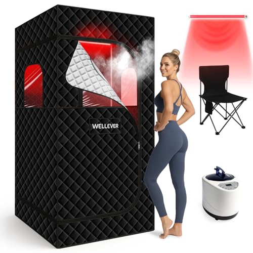 Home Sauna Portable with 660nm Red Light Therapy, Sauna Box