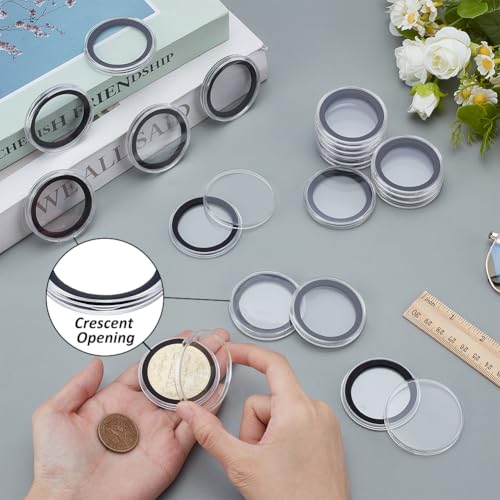 FINGERINSPIRE 20 cápsulas para monedas 1.5 pulg con anillo negro miniatura 3