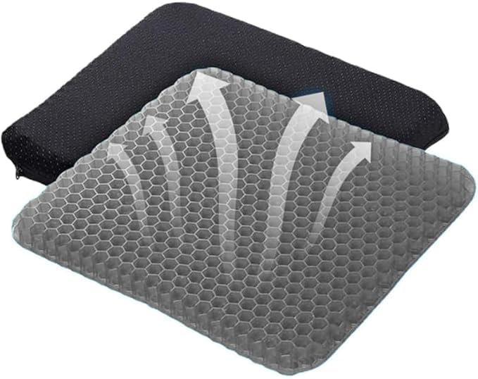 Bargain House Gel Seat Cushion for Long Sitting, Large Honeycomb Gel Cushion with Non-Slip Covers, Breathable